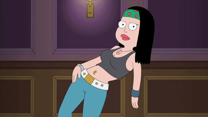 american_dad cleavage cosplay dancing francine_smith gif hayley_smith midriff