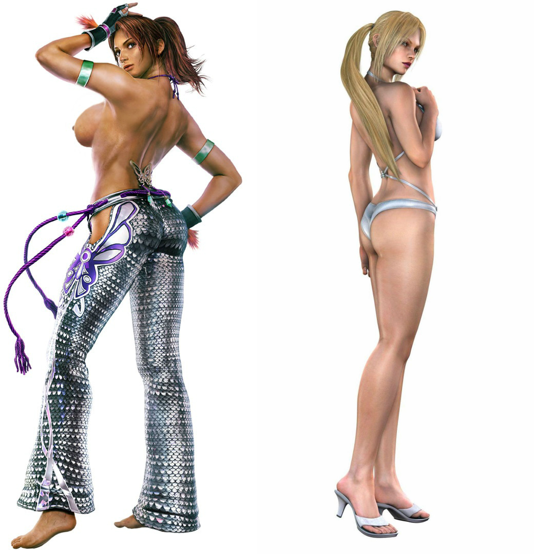 2_girls 3d arm_up armbands ass back barefoot bikini blonde_hair blue_eyes breasts brown_eyes brown_hair christie_monteiro dark_skin death_by_degrees edited fingerless_gloves hand_on_chest hand_on_head hand_on_hip high_heels long_ponytail looking_back multiple_girls namco necklace nina_williams nipples nonude pants ponytail sideboob silf simple_background single_breast single_nipple swimsuit tease tekken tekken_1 tekken_2 tekken_3 tekken_4 tekken_5_dark_resurrection tekken_6 tekken_7 tekken_tag_tournament tekken_tag_tournament_2 tied_hair toes topless white_background