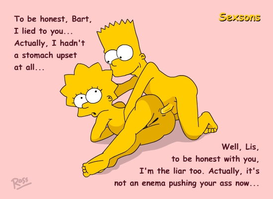anal anus ass bart_simpson darth_ross doggy_position erect_penis from_behind hairless_pussy lisa_simpson male/female nude penis pussy the_simpsons yellow_skin