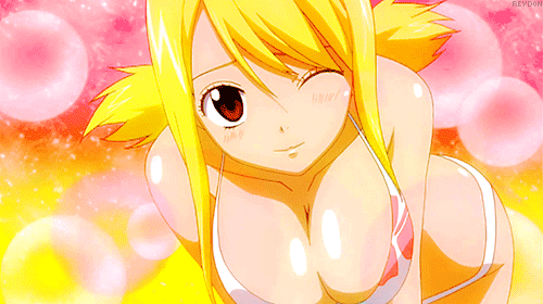 alluring breasts fairy_tail gif lucy_heartfilia teasing