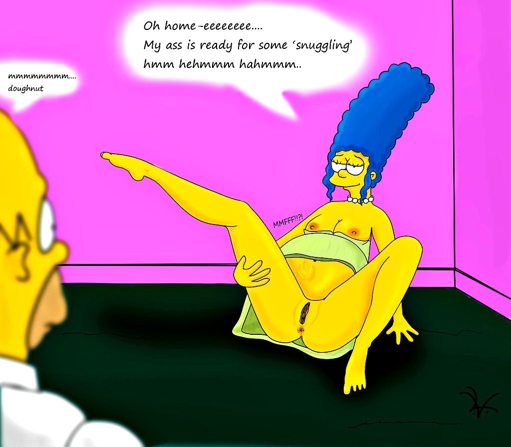 homer_simpson imminent_anal marge_simpson pregnant spread_legs the_simpsons yellow_skin