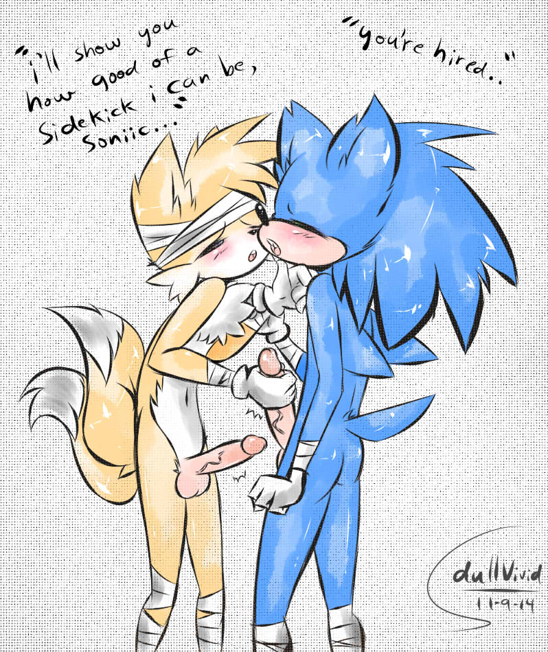 canine dullvivid duo fox furry gay handjob hedgehog male male_only mammal miles_"tails"_prower no_humans penis sega sonic_(series) sonic_boom sonic_the_hedgehog testicles vein