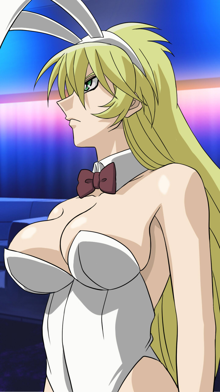 1_girl animal_ears arm art babe bare_shoulders big_breasts blonde blonde_hair bowtie breasts bunny_ears bunny_girl bunnysuit cleavage detached_collar fake_animal_ears female green_eyes indoors inside large_breasts leotard long_hair neck serious sherry_leblanc shiny shiny_skin solo strapless very_long_hair yu-gi-oh! yuu-gi-ou_5d's