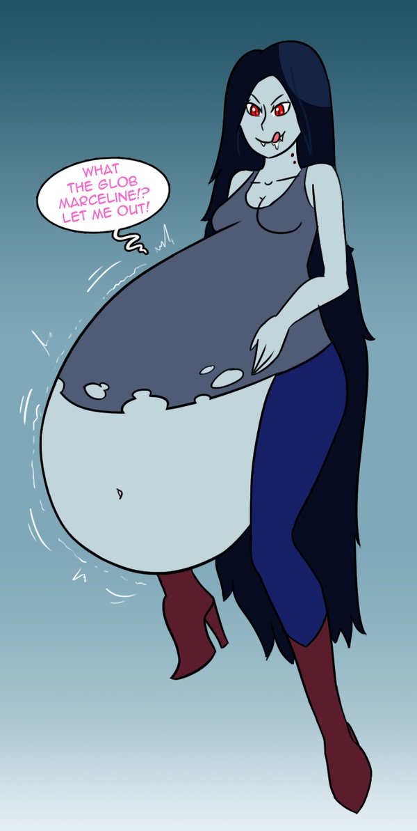 adventure_time big_belly black_hair english_text grey_skin marceline red_eyes text vore