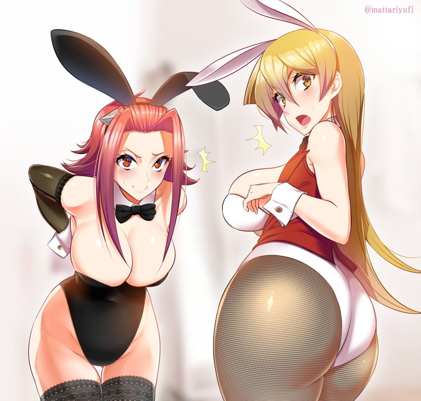 2_girls akiza_izinski alexis_rhodes arm_up arms_behind_back ass bangs big_breasts black_bow black_bowtie black_gloves black_legwear black_leotard blonde_hair blush bow bowtie breasts bunny_girl bunnysuit cleavage collar collared_jacket dat_ass elbow_gloves female/female female_focus female_only gloves gluteal_fold grey_legwear hair_between_eyes hair_ornament hand_on_own_chest high_res hip_bones hip_focus huge_breasts izayoi_aki jacket lace lace-trimmed_legwear lace_trim leotard lingerie lips long_bangs long_hair long_sleeves looking_at_viewer mattari_yufi multiple_girls navel open_mouth pantyhose parted_bangs playboy_bunny ponytail rabbit_ears red_eyes red_hair red_jacket short_hair skin_tight smile stockings surprised swept_bangs tagme teen tenjouin_asuka thick_thighs thighs uncensored underwear very_long_hair white_leotard wrist_cuffs yellow_eyes yu-gi-oh! yu-gi-oh!_5d's yu-gi-oh!_gx yuu-gi-ou yuu-gi-ou_5d's yuu-gi-ou_gx
