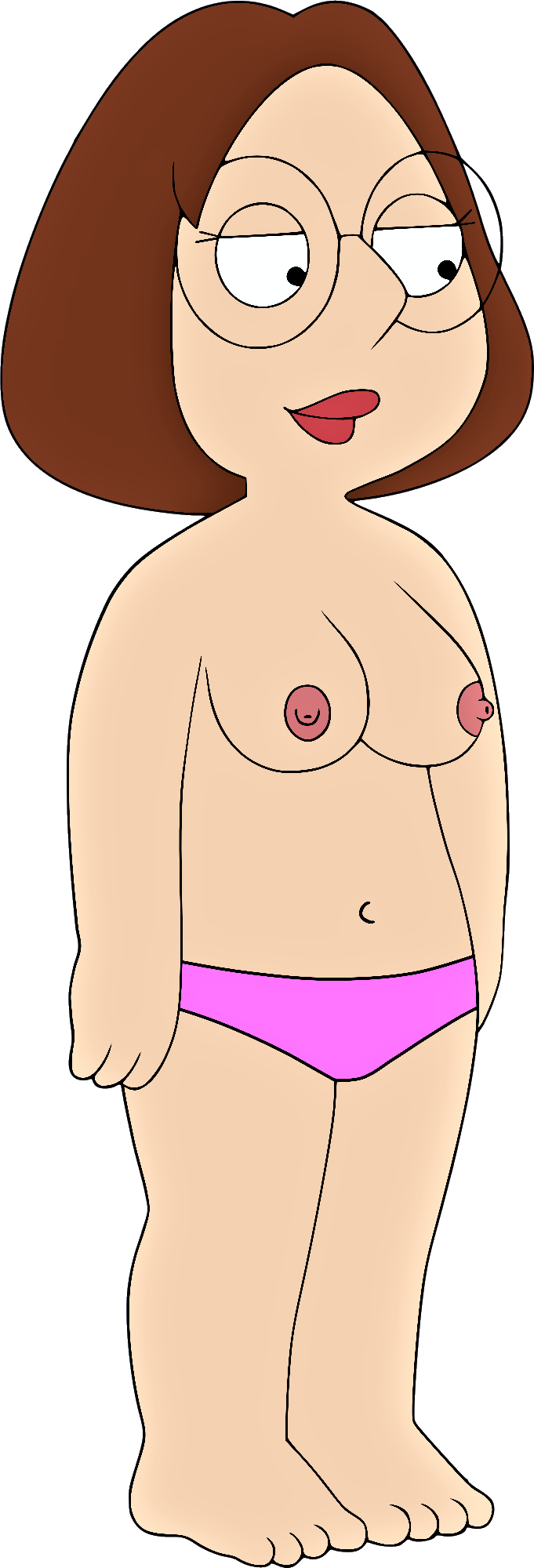 breasts erect_nipples family_guy glasses meg_griffin no_bra panties thighs topless