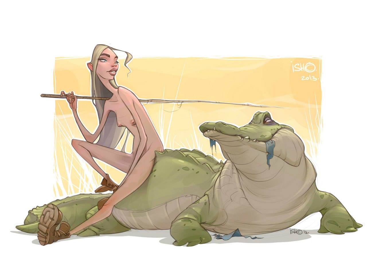 1girl alligator funny nude tagme