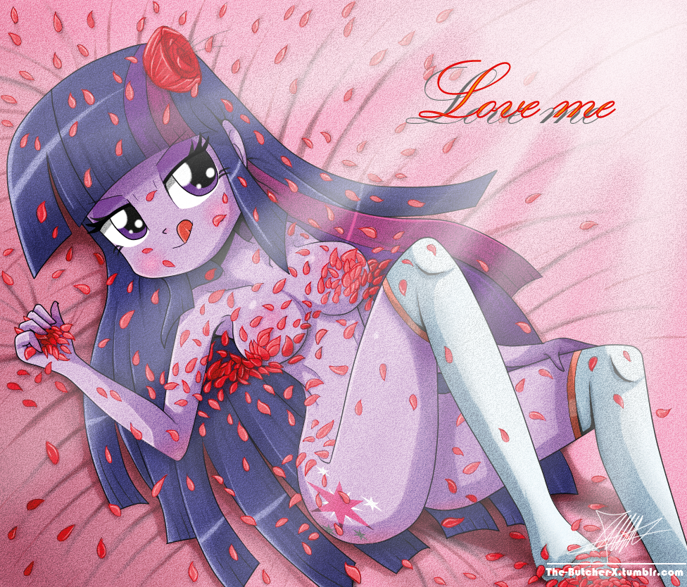 1girl bed breasts equestria_girls my_little_pony petals stockings text the-butcher-x twilight_sparkle_(mlp)