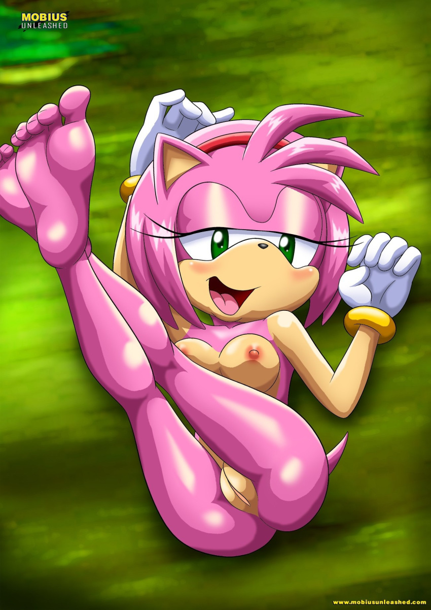 1girl amy_rose areola ass barefoot bbmbbf breasts female mobius_unleashed nipples nude palcomix pussy sega solo sonic_(series) sonic_the_hedgehog_(series)