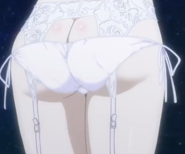 1girl ass charlotte_dunois french french_maid infinite_stratos lighting pale_skin screenshot sexy_ass shading solo thighs white_underwear