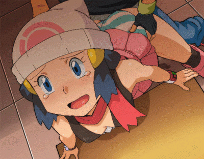 1boy 1girl animated animated_gif ass bent_over blue_eyes blue_hair blush boots bracelet clothed_sex dawn female from_behind gif gloves hetero hikari_(pokemon) jewelry lowres panties panties_aside partially_clothed pokemon ryunryun satoshi_(pokemon) sex skirt solo_focus striped striped_panties tears torso_grab underwear vaginal
