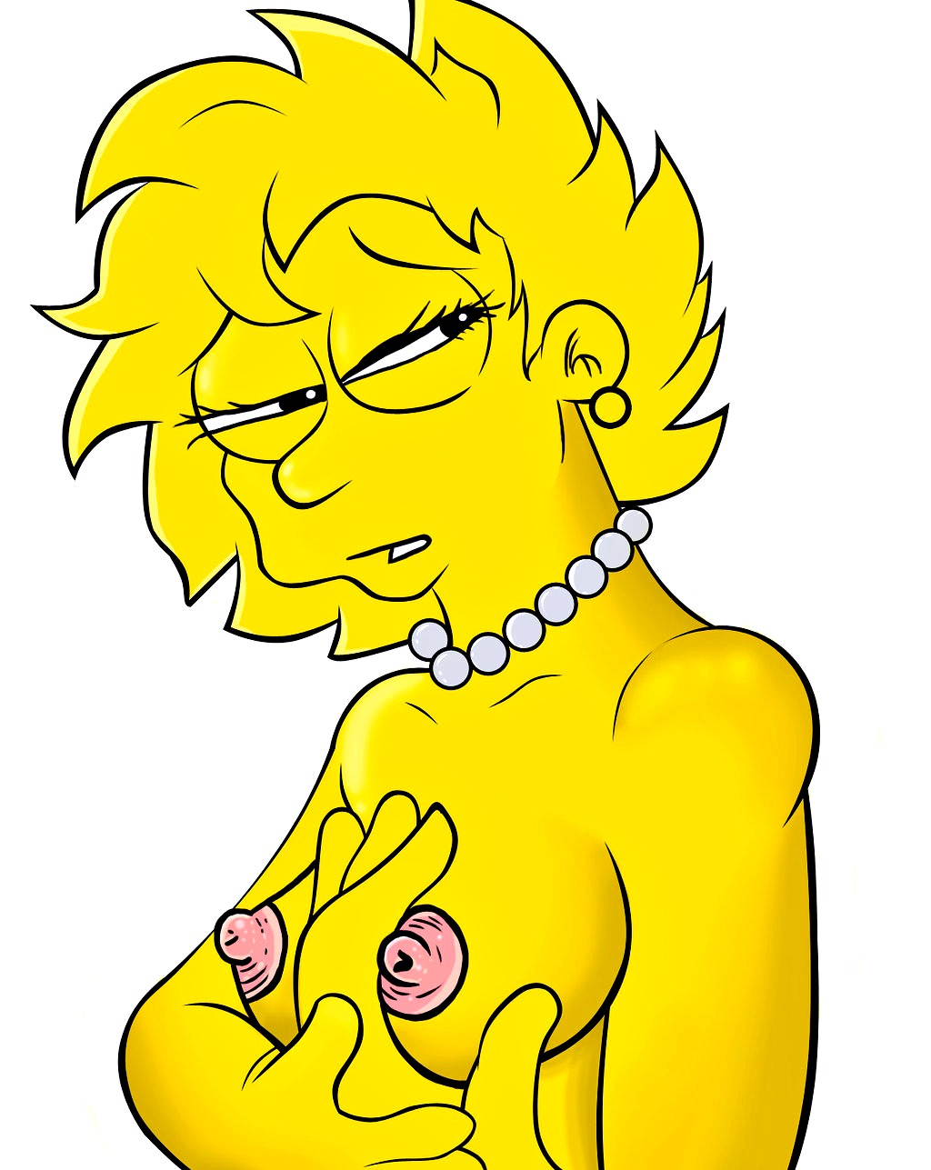breasts lisa_simpson nipples tagme the_simpsons white_background yellow_skin
