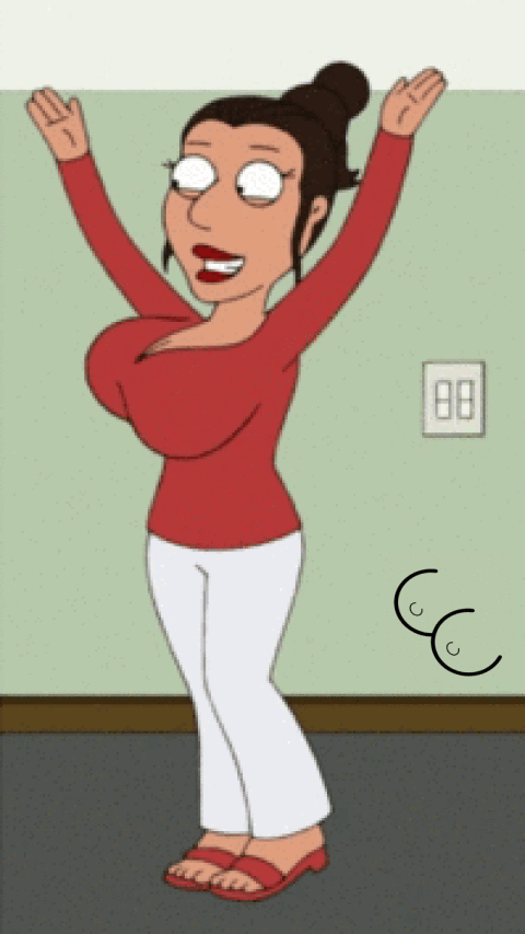 1girl big_breasts bouncing_breasts breast_expansion breast_inflation breast_shake cootercheck family_guy female_focus female_only gif huge_breasts italian_female italian_teacher_(family_guy) loop
