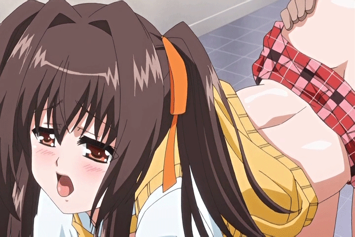 1girl animated animated_gif ass ass_grab bent_over breasts cleavage clothed_sex female gif huge_breasts ikenai_koto_the_animation nipples open_mouth sex
