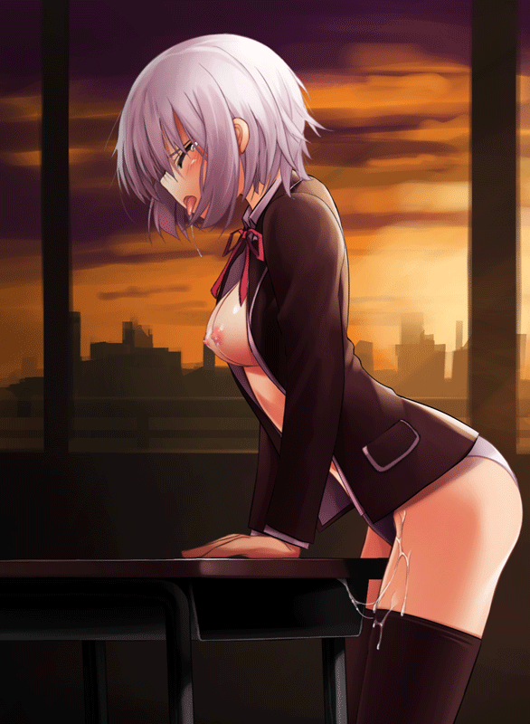 1girl animated animated_gif anime areolae ass blue_hair blush breasts breasts_outside classroom closed_eyes crotch_rub date_a_live desk dobunezumi drooling gif hair hair_ornament hairclip hentai horny humping masturbation nipples no_pants open_clothes open_mouth panties pussy_juice pussy_juice_trail saliva saliva_trail school_uniform short_hair silver_hair solo table_sex tears thighhighs tobiichi_origami underwear wet_pussy