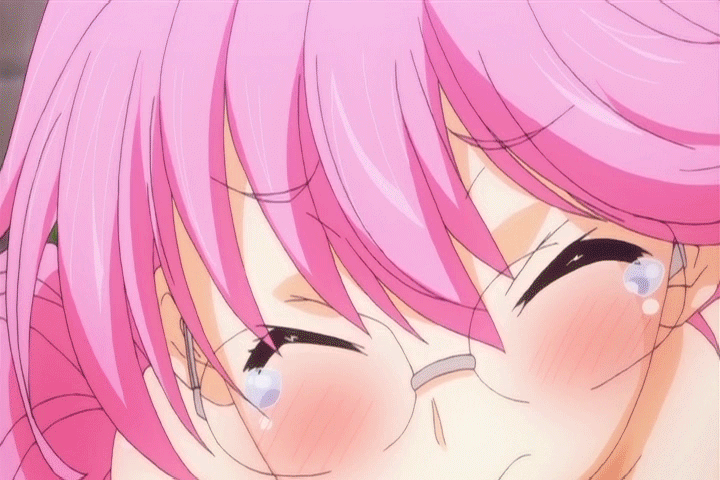 1girl animated animated_gif bare_shoulders blue_eyes blush closed_eyes gif glasses hair moaning open_mouth orgasm outdoors outside pink_hair rance_01 sex sill_plain tears