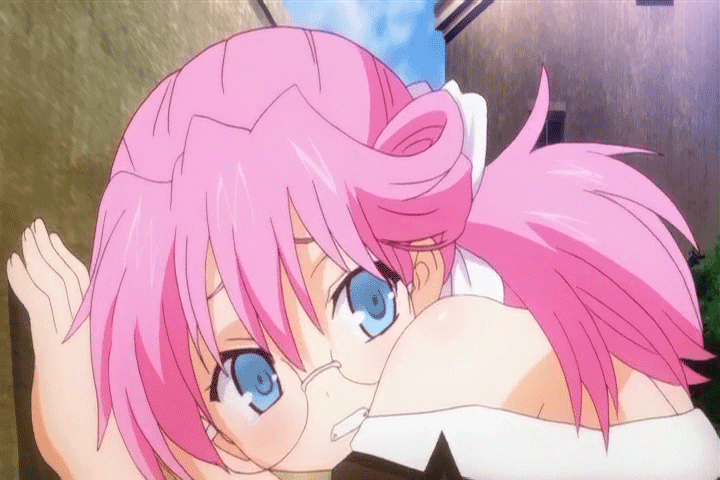 against_wall animated animated_gif blush censored clothed_sex gif glasses moaning pink_hair rance_01 ribbon sex sill_plain