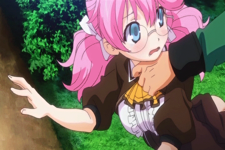 1boy 1girl animated animated_gif assisted_exposure bounce bouncing_breasts breasts censored gif glasses grass large_breasts lingerie nipples open_blouse open_mouth pink_hair rance_01 ribbon sex sill_plain twintails underwear undressing wince