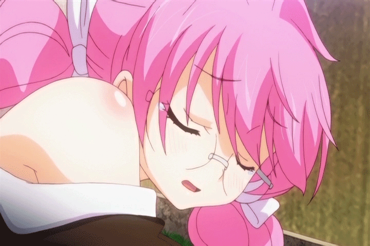 1girl animated animated_gif bare_shoulders blush censored closed_eyes clothed_sex gif glasses hair moaning outdoors outside pink_hair rance_01 ribbon ribbons sex sill_plain