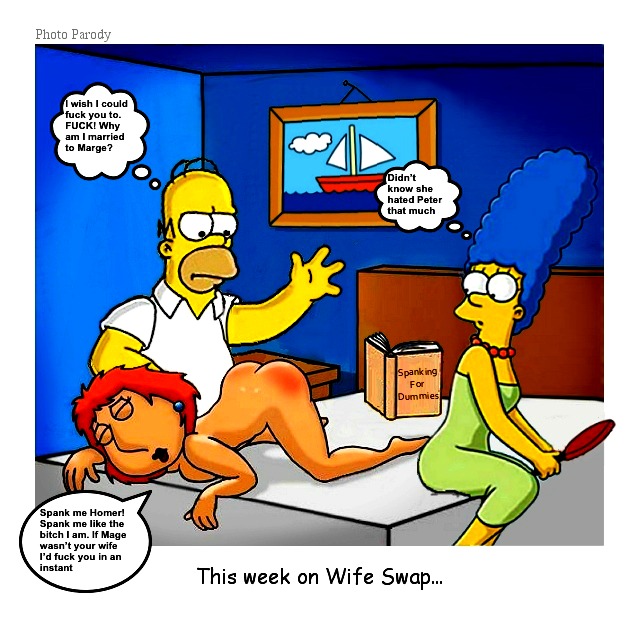 adultery ass breasts crossover family_guy homer_simpson lois_griffin marge_simpson nude spanking the_simpsons yellow_skin