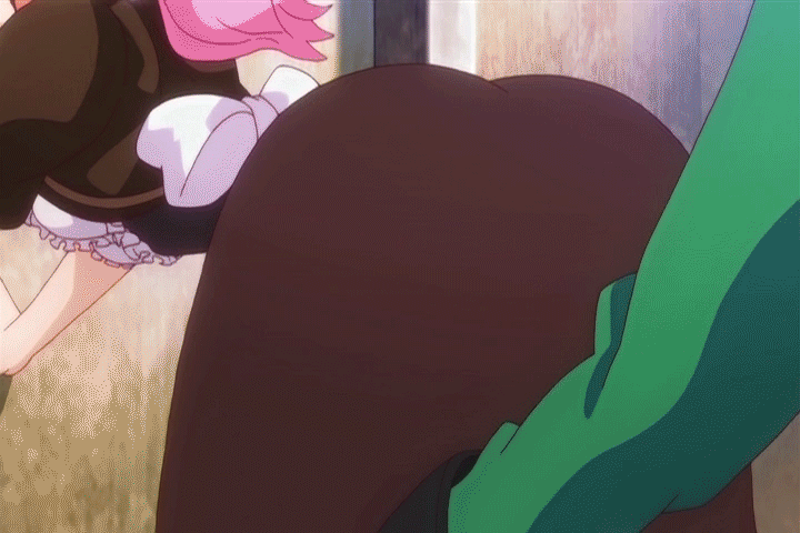 against_wall animated animated_gif ass assisted_exposure blue_eyes blush censored dress dress_lift gif huge_ass panties pink_hair rance_01 sex sill_plain underwear white_panties