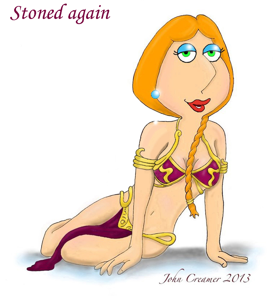 arm_bands cosplay family_guy half-closed_eyes john_creamer_(artist) lois_griffin looking_at_viewer slave_leia_(cosplay) stoned_again_(artist)