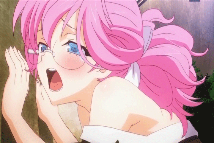 against_wall animated animated_gif blue_eyes censored clothed_sex gif glasses pink_hair rance_01 sex sill_plain