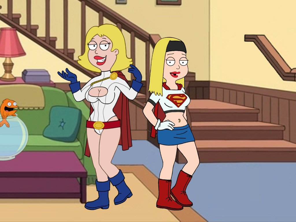 american_dad blonde_hair cosplay dc dc_comics francine_smith frost969 hayley_smith power_girl power_girl_(cosplay) supergirl supergirl_(cosplay) superman_(series)