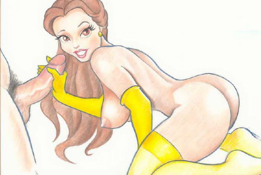 ass beauty_and_the_beast breasts disney dress kneel nipples princess_belle pussy stockings sucking white_background