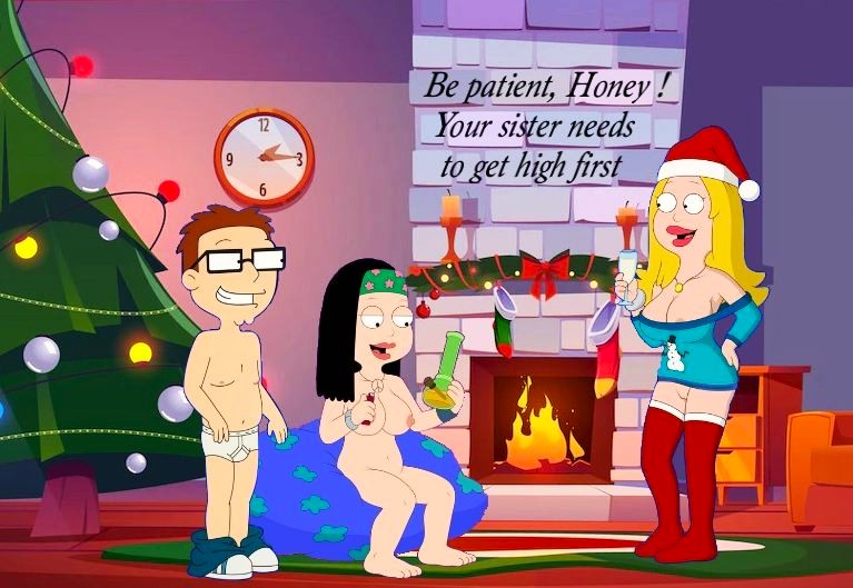 american_dad bong breasts erect_nipples francine_smith glasses hayley_smith nude shaved_pussy steve_smith stockings thighs