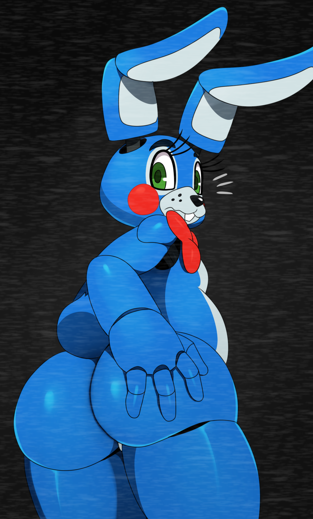 animatronic anthro ass big_ass bow buckteeth chubby cute five_nights_at_freddy's five_nights_at_freddy's_2 hand_on_butt lagomorph long_ears looking_at_viewer looking_back machine male mammal mechanical nude presenting presenting_hindquarters rabbit robot solo sssonic2 standing toy_bonnie video_games