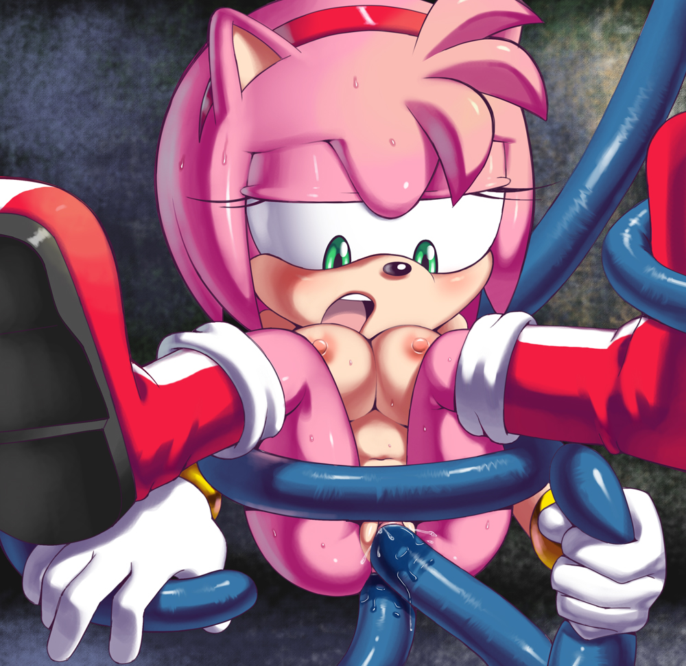 1girl amy_rose anal apostle_(artist) blue_tentacle boots breasts double_penetration furry gloves green_eyes headband navel nipples nude open_mouth pink_hair sega sex short_hair sonic_(series) spread_legs teeth tentacle uncensored vaginal