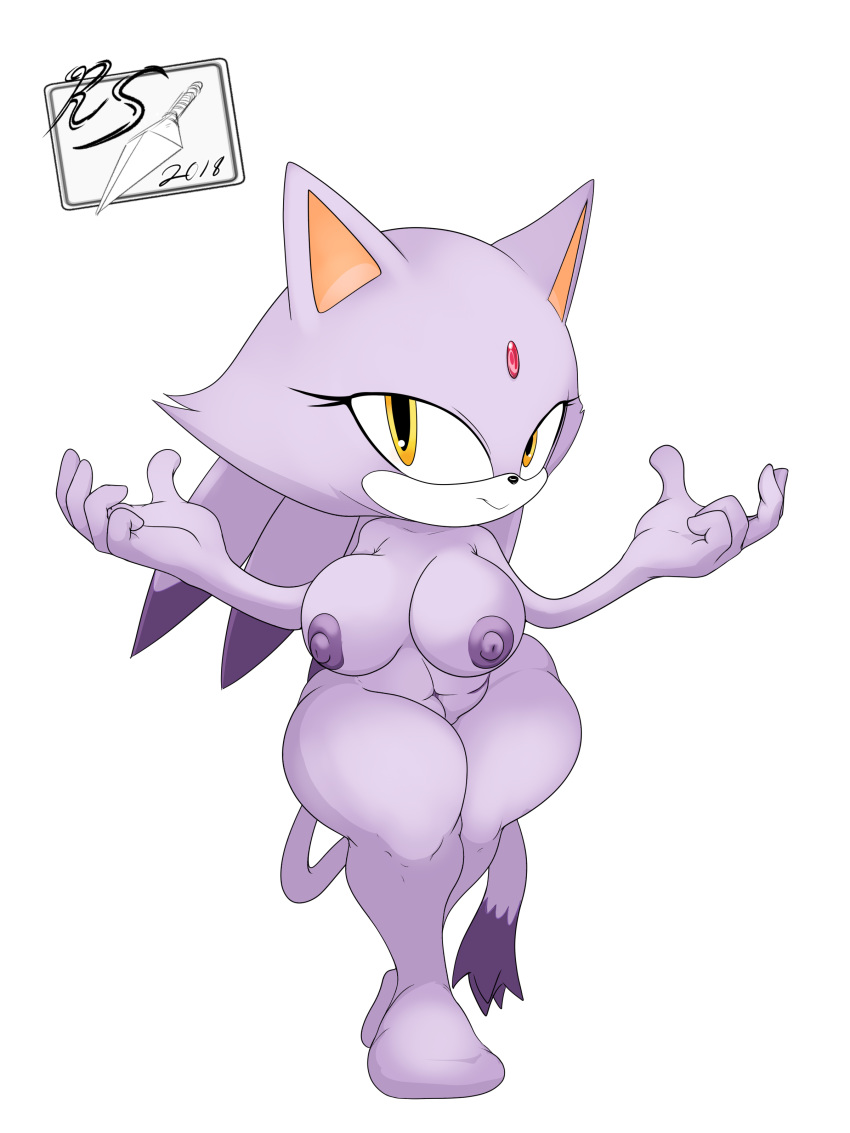 1girl 1girl 3:4 absurd_res anthro big_breasts blaze_the_cat breasts domestic_cat felid feline felis high_res looking_at_viewer mammal nipples nude raccoonshinobi sega simple_background slightly_chubby sonic_the_hedgehog_(series) thick_thighs white_background wide_hips