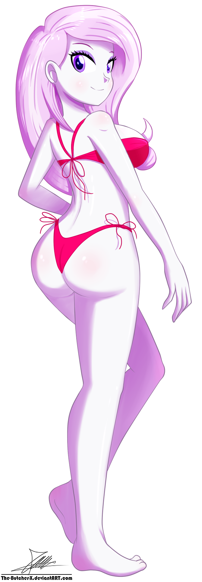 1girl ass bikini female female_human female_only fleur_de_lis_(mlp) friendship_is_magic full_body human humanized looking_at_viewer mostly_nude my_little_pony solo_female standing swimsuit the-butch-x the-butcher-x transparent_background