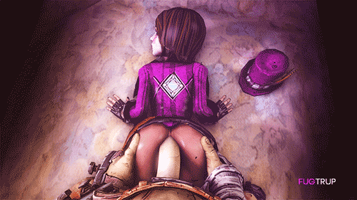 anal animated artist_name ass bed black_hair borderlands borderlands_2 breasts doggy_position female fugtrup gif hair hat mad_moxxi makeup penis pov pov_ass sex top-down_bottom-up top_hat