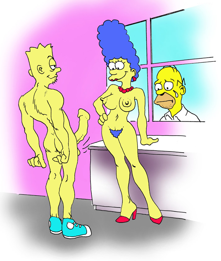 bart_simpson cheating_wife dennis_clark erection homer_simpson marge_simpson the_simpsons yellow_skin