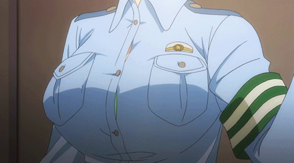 animated_gif anime big_breasts bra breasts cleavage ecchi gif idolmaster officer police police_officer the_idolm@ster:_cinderella_girls