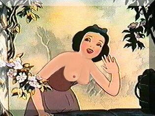 black_hair breasts disney edit female female_only human lipstick nipples princess_snow_white short_hair smile snow_white_and_the_seven_dwarfs teeth topless