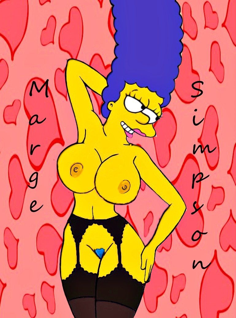 breasts hair marge_simpson nipples pubic_hair pussy stockings the_simpsons yellow_skin