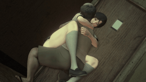 age_difference black_hair brunette clothing dark-skinned_male dark_skin gif hugging interracial missionary old old_and_young old_man older older_male school_uniform thick_thighs
