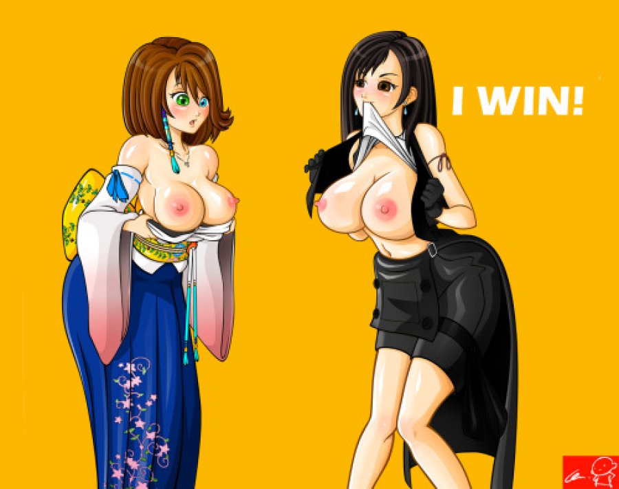 breasts crossover final_fantasy final_fantasy_vii final_fantasy_x flashing nipples tifa_lockhart yuna