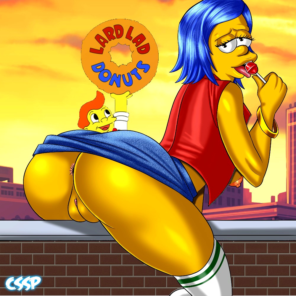 anus ass marge_simpson pussy skirt socks the_simpsons yellow_skin