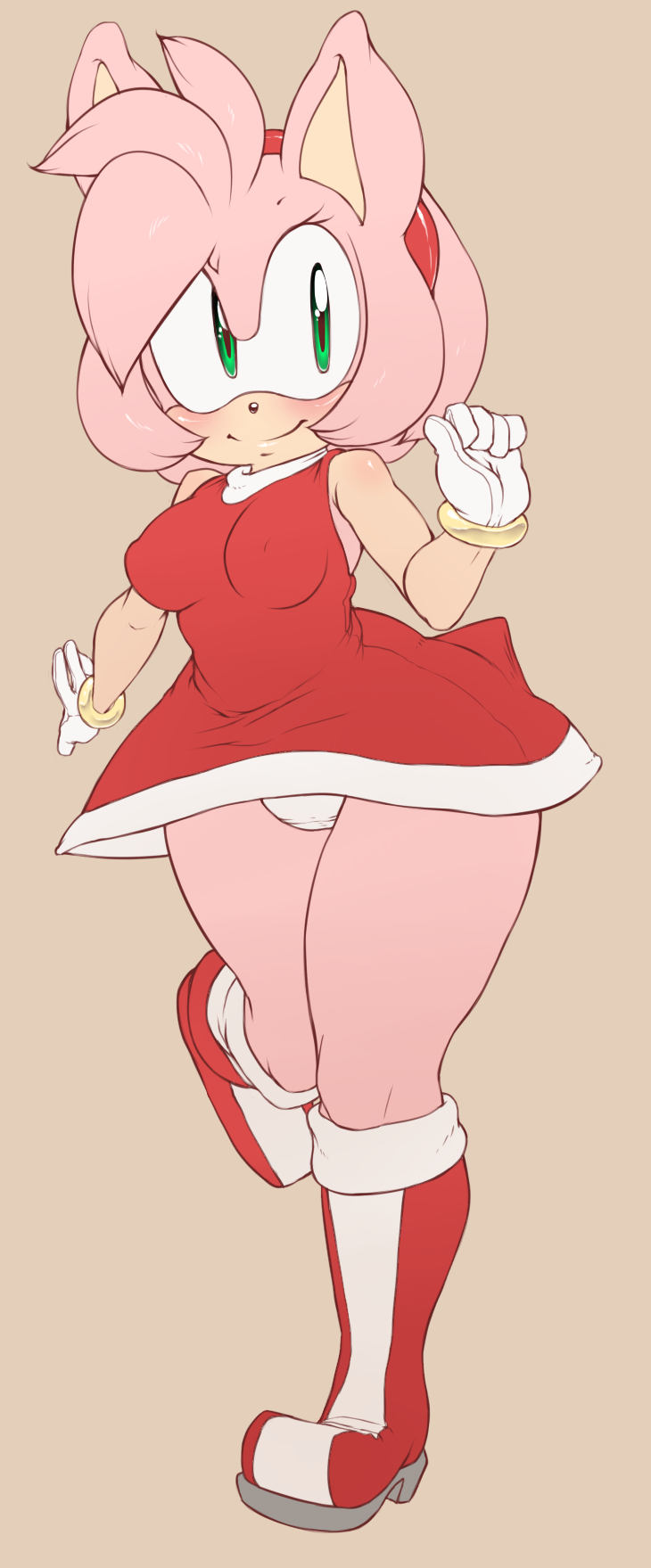 2014 amy_rose anthro argento black_nose blush boots bracelet clothed clothing dress female gloves green_eyes hair headband hedgehog jewelry looking_at_viewer mammal panties pink_hair short_hair smile solo sonic_(series) standing thick_thighs underwear wide_hips