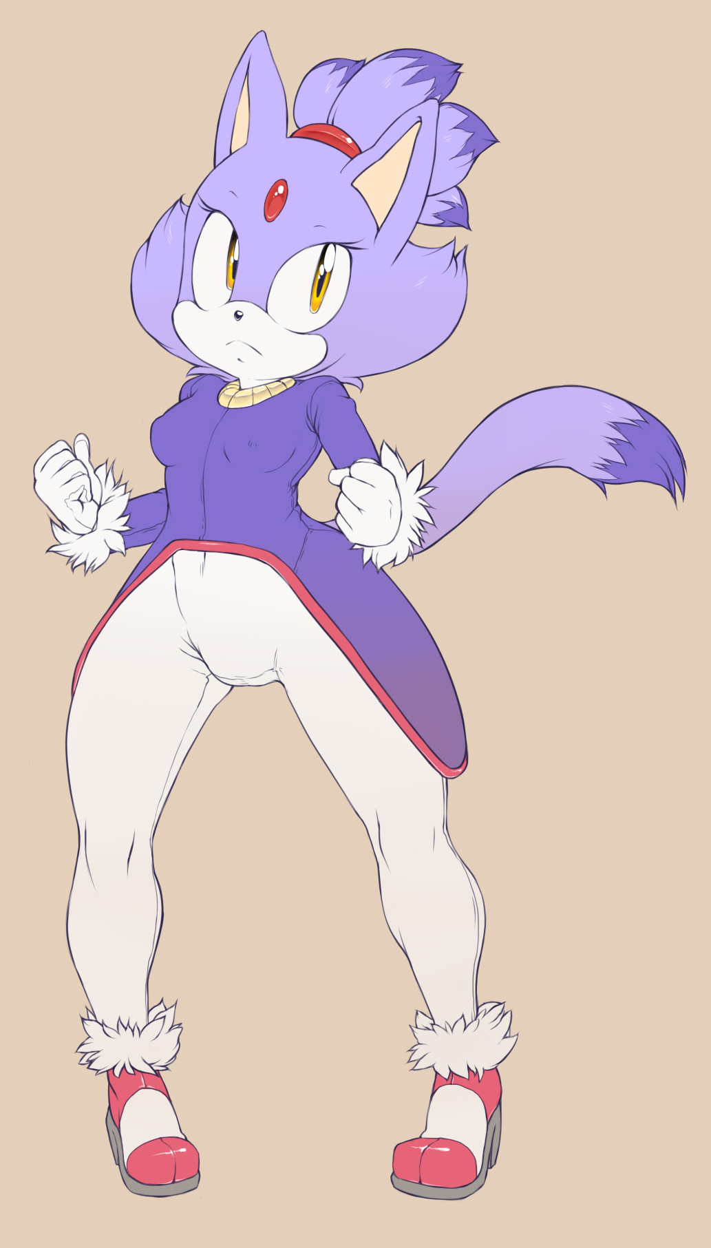 2014 amber_eyes anthro argento black_nose blaze_the_cat cat clothed clothing feline female footwear fur gloves hair legwear looking_up mammal purple_fur purple_hair shoes short_hair solo sonic_(series) standing tight_clothing tights wide_hips