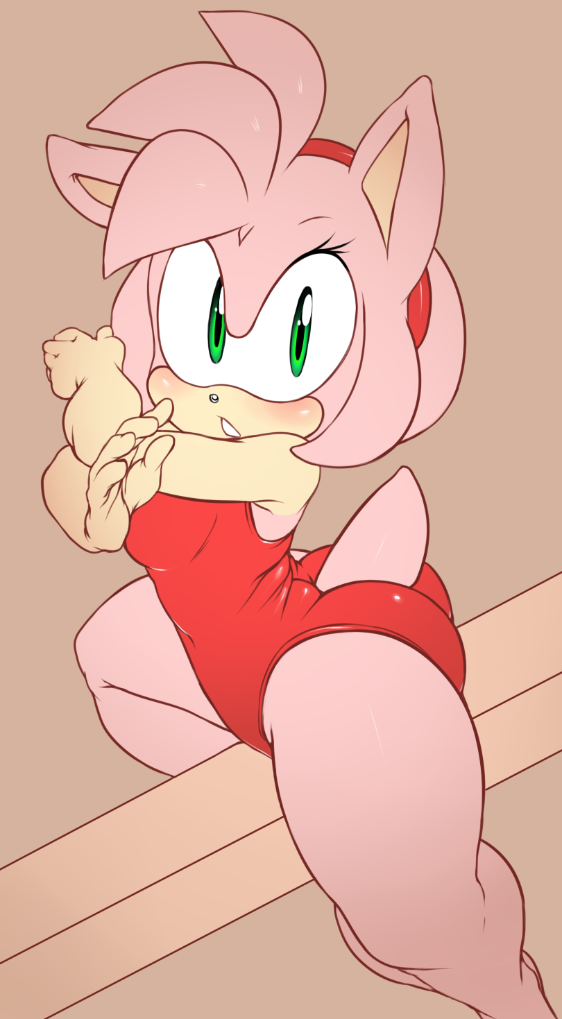 2014 amy_rose anthro argento ass big_ass blush breasts clothing female fur green_eyes hair hedgehog leotard looking_at_viewer mammal open_mouth pink_fur pink_hair solo sonic_(series) thick_thighs video_games wide_hips