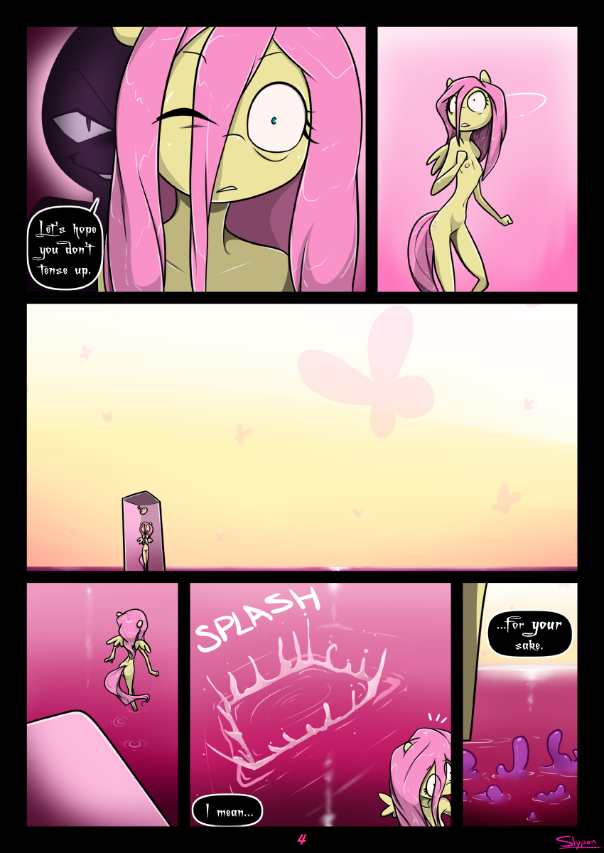 anthro breasts comic cutie_mark english_text equine female fluttershy friendship_is_magic furry futanari hair mammal my_little_pony night_mares_iii nipples nude one_eye_closed pegasus pink_hair shower slypon small_breasts text twilight_sparkle wings