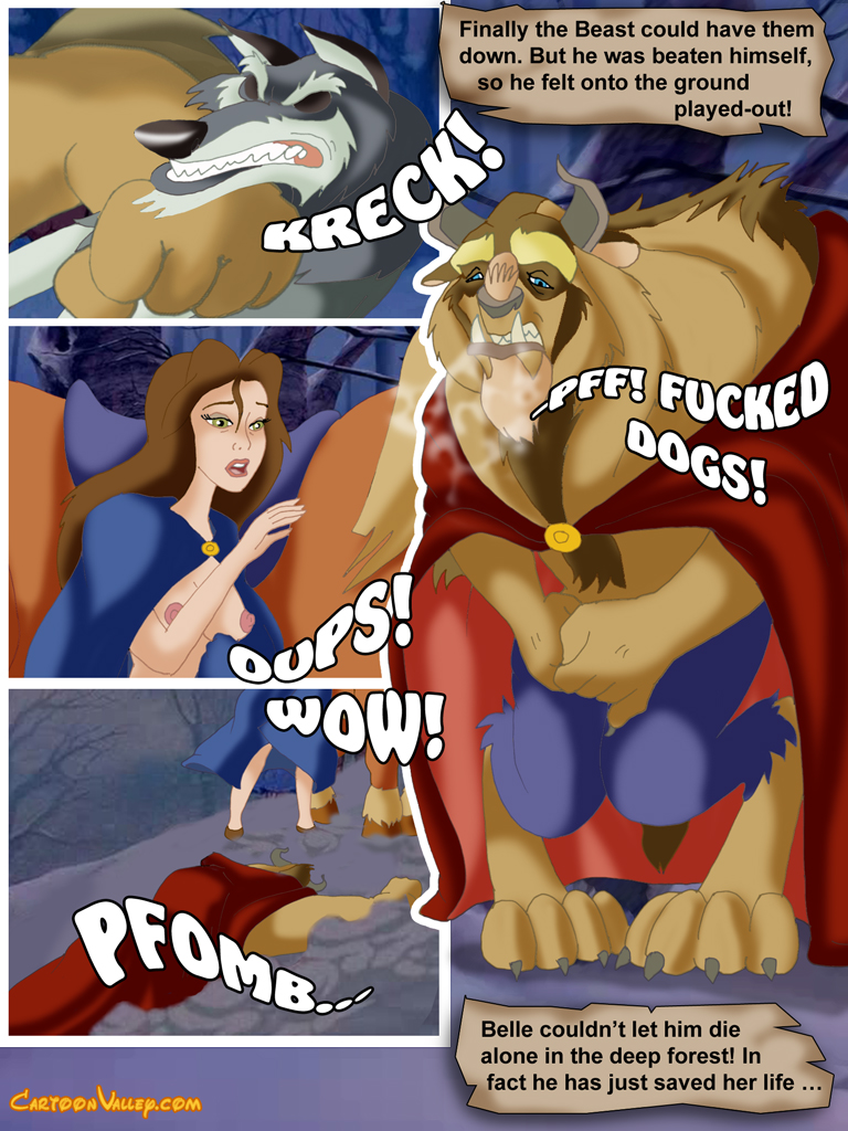 beauty_and_the_beast breasts breasts_out_of_clothes cartoonvalley.com comic disney helg_(artist) princess_belle the_beast torn_clothes watermark web_address web_address_without_path