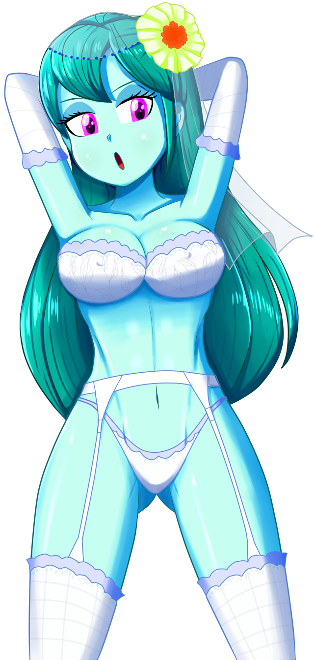 1girl bra breasts bridal_veil equestria_girls female female_only friendship_is_magic garter_belt gloves lingerie looking_at_viewer mostly_nude my_little_pony open_mouth panties solo standing stockings the-butch-x the-butcher-x transparent_background