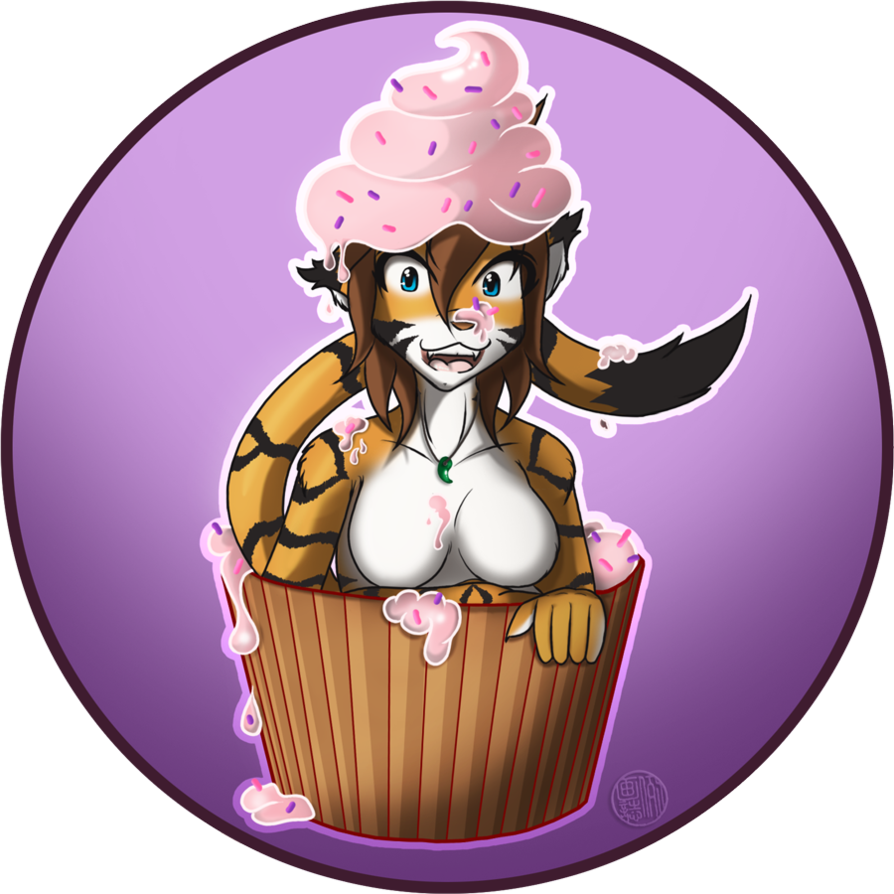 2015 anthro blue_eyes breasts claws cupcake fauna_(character) feline female food furry hand_wraps leoian mammal nude paws project2nd