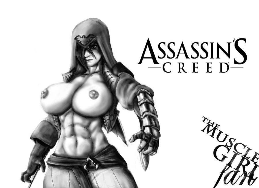assassin's_creed big_breasts breasts hood knife muscle